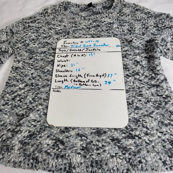 Tribal Gray Knit Sweater Women’s Medium Cozy Long Sleeve - Picture 14 of 14